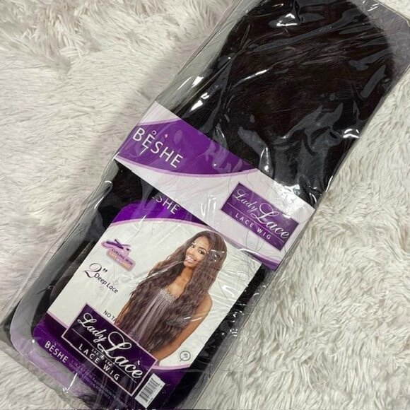 Beshe 33" Luxury Lace Ear to Ear Wig No Tape/No Glue 2" Deep Lace Color 1B - Picture 1 of 16